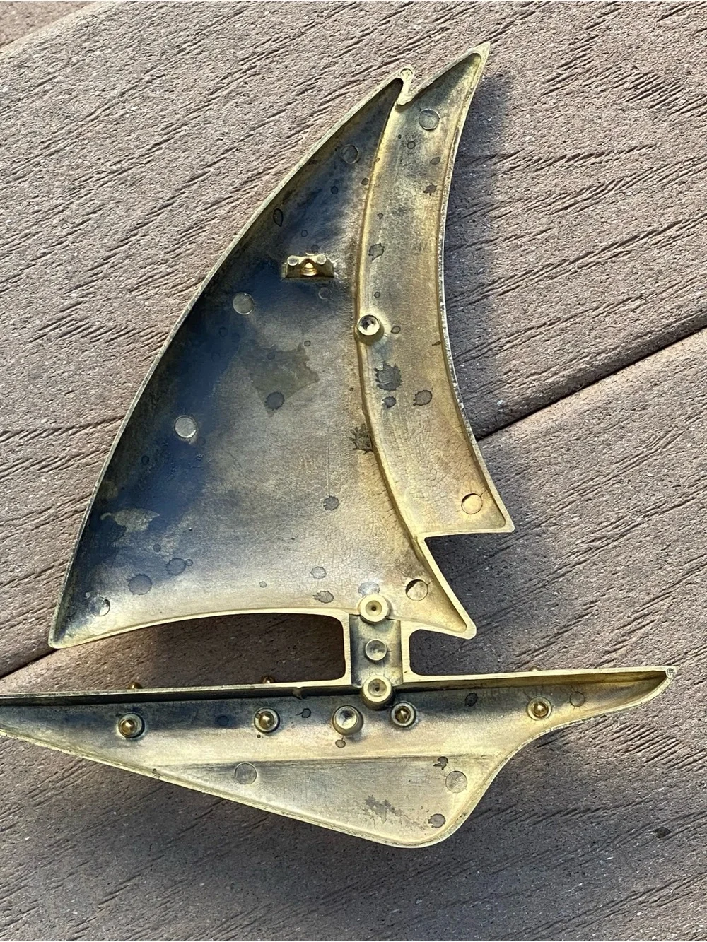 Vintage Polished Solid Brass Sailboat Key Hook Holder Engraved “The Jones”